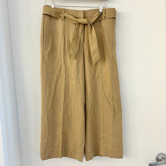 Ann Taylor The Belted Cropped Palazzo Wide Leg Pant in Toasted Nutmeg 6 Petite - Picture 3 of 11